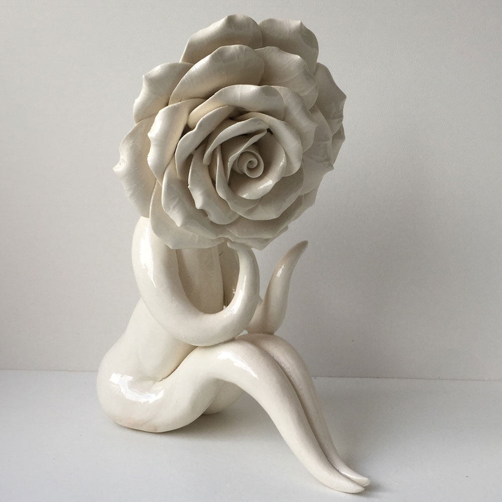 mrs big head rose ceramicsculpture