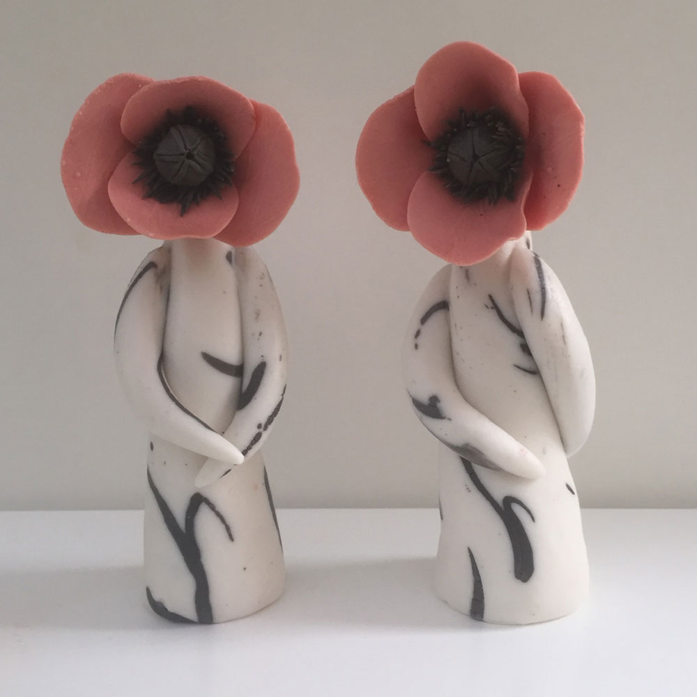 poppy ceramic flower sculptures