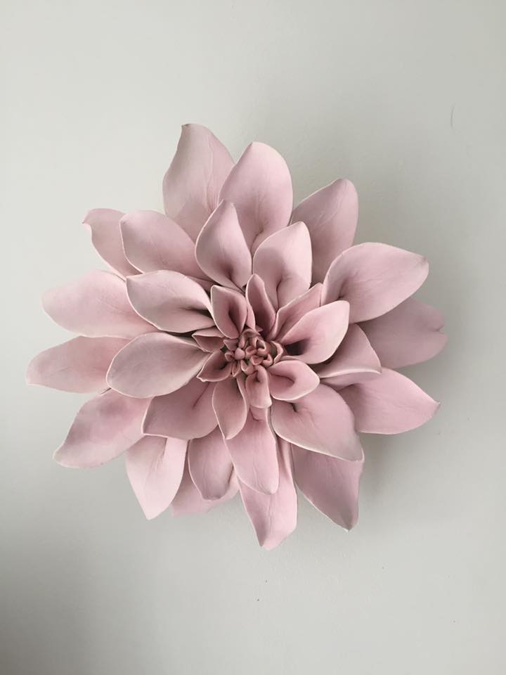 Pink Ceramic Flower Wall Art Dahlia