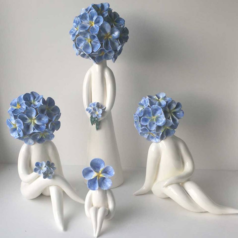forget me not ceramic flower figurines